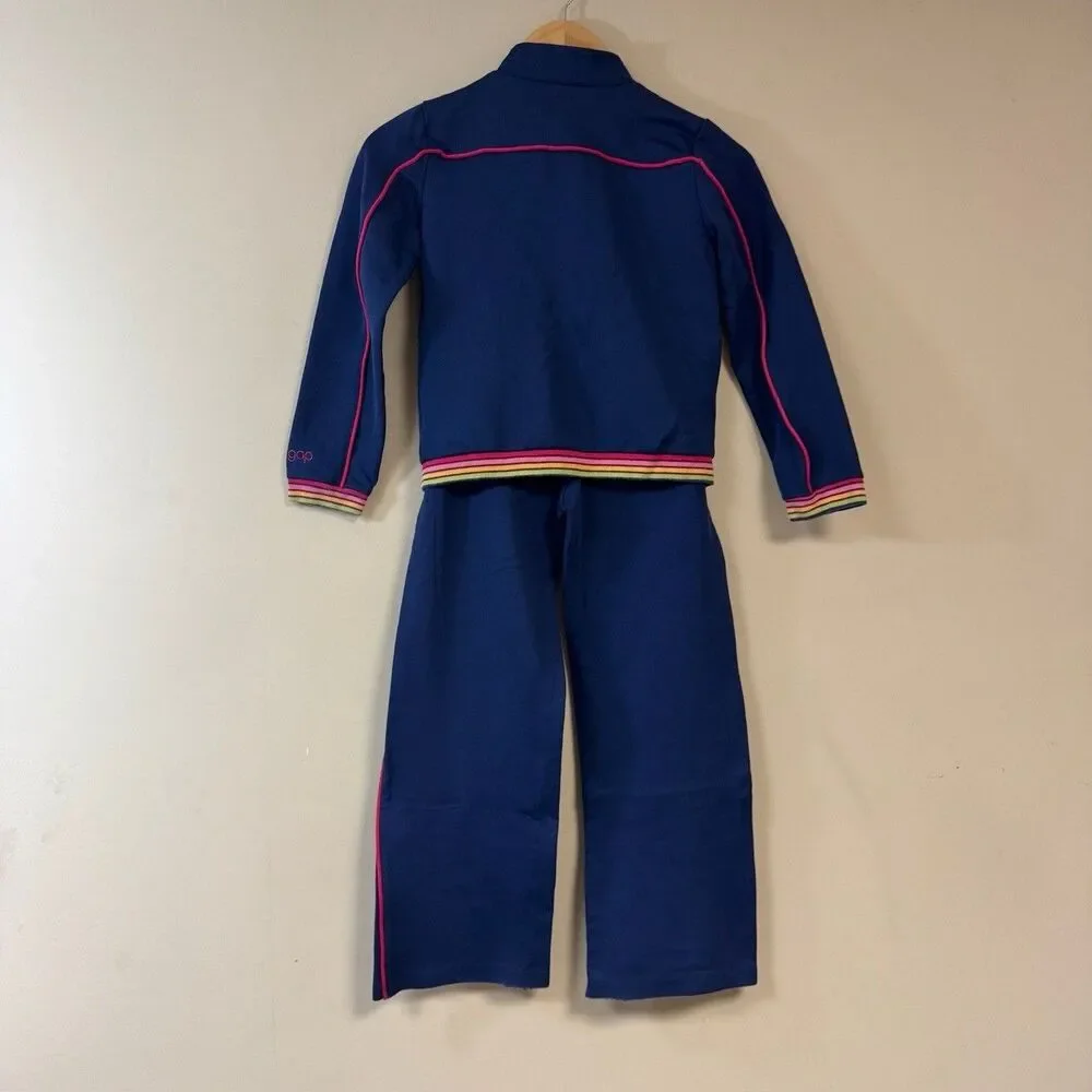 Gap Rainbow Tracksuit Set Girls 8 Navy Blue Winter Warm Cozy Jacket Pants Outfit